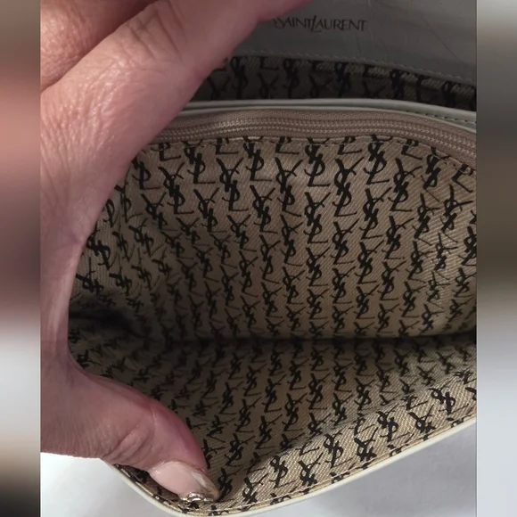 YSL Yves Saint Laurent Leather clutch/w Crossbody Strap-Authentic - Picture 9 of 12